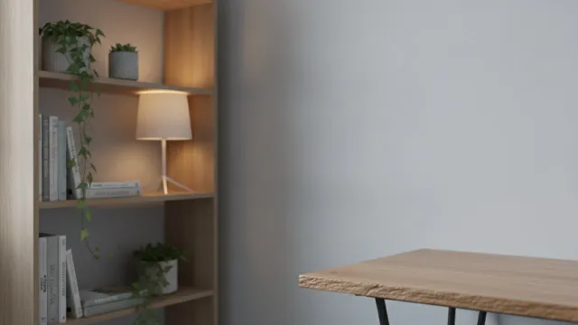 Sfondo: uno studio con libreria e lampada